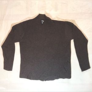 Vintage Eileen Fisher 100% Wool Rib Knit Open Front Cardigan